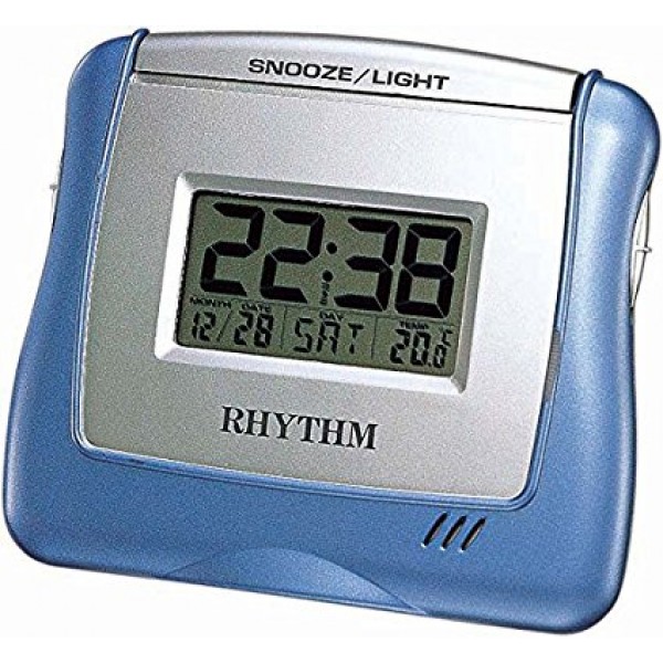 Rhythm LCD Clock Beep Alarm,Calender,Thermometer,12-24 Hour Selectable,Snooze,EL Back Light